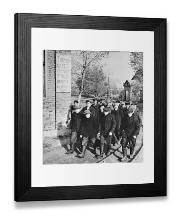 Framed Print : Inmates Walking on Prison Camp Framed Print : Inmates Walking on Prison Camp