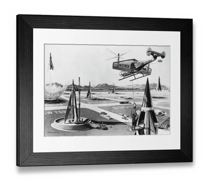 Framed Print : Mail Carried by Rockets from Launch Pad Framed Print : Mail Carried by Rockets from Launch Pad