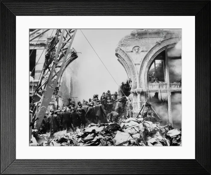 Framed Print : Firefighters Trapped in Building Framed Print : Firefighters Trapped in Building