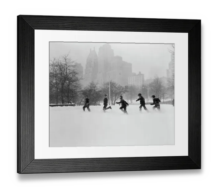 Framed Print : Children Playing in Snow in Central Park Framed Print : Children Playing in Snow in Central Park