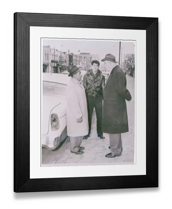 Framed Print : Paul Douglas Conversing with Unemployed Men Framed Print : Paul Douglas Conversing with Unemployed Men