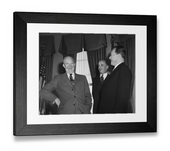 Framed Print : President Eisenhower, Brandt, and Von Kessel Laughing Framed Print : President Eisenhower, Brandt, and Von Kessel Laughing