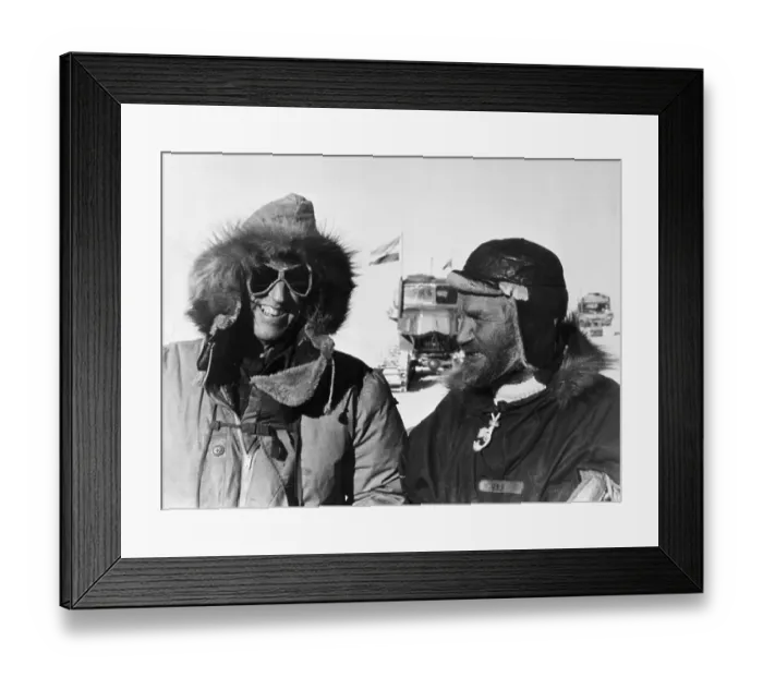Framed Print : Sir Edmund Hillary Greets Dr. Fuchs Framed Print : Sir Edmund Hillary Greets Dr. Fuchs