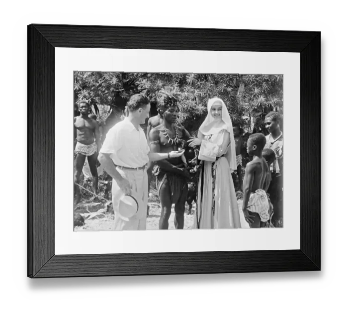 Framed Print : Tribal Chieftain Giving a Goat to Audrey Hepburn Framed Print : Tribal Chieftain Giving a Goat to Audrey Hepburn