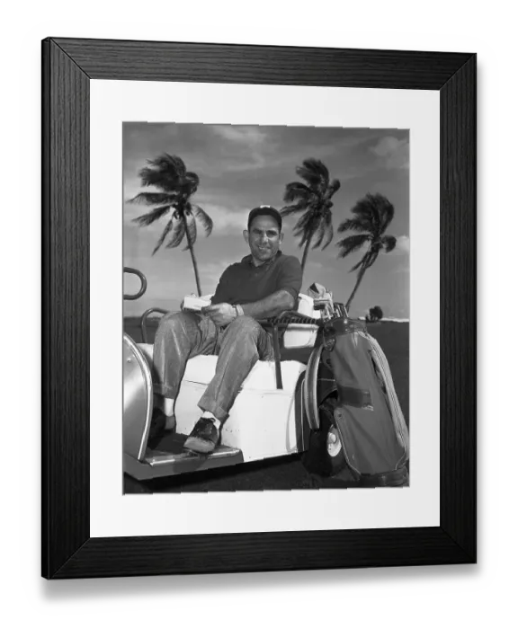 Framed Print : Yogi Berra Sitting in Golf Cart