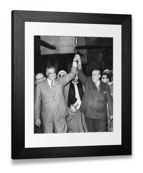 Framed Print : Presidents Abdel Nasser and Shukri al-Kuwatli Forming New Union Framed Print : Presidents Abdel Nasser and Shukri al-Kuwatli Forming New Union