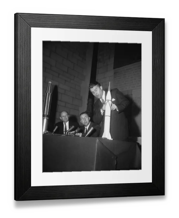 Framed Print : Wernehr Von Braun with Model of Rocket