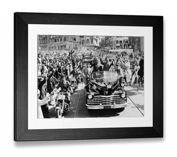 Framed Print : Abdel Nasser and Shukri al-Kuwatli Ride Thru Crowd Framed Print : Abdel Nasser and Shukri al-Kuwatli Ride Thru Crowd