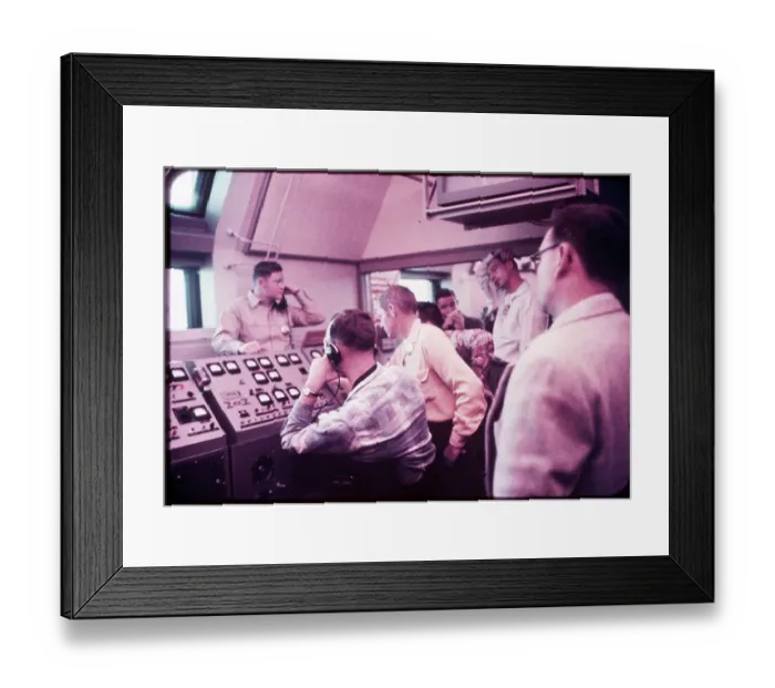 Framed Print : Technicians Monitor The Count Down Framed Print : Technicians Monitor The Count Down