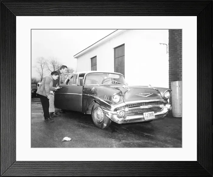 Framed Print : Children Observing Roy Campanella's Car After Accident Framed Print : Children Observing Roy Campanella's Car After Accident