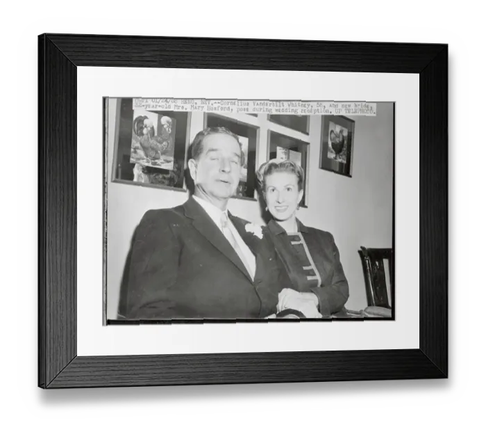 Framed Print : Cornelius Vanderbilt Whitney and Mary Hosford Posing Underneath Portraits Framed Print : Cornelius Vanderbilt Whitney and Mary Hosford Posing Underneath Portraits