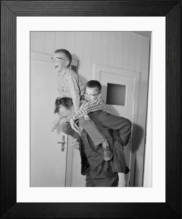 Framed Print : Willy Brandt Playing with Sons