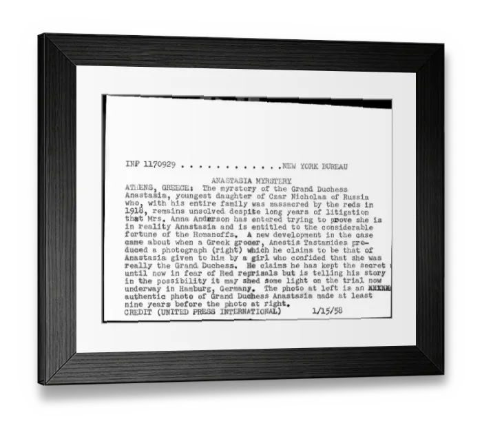 Framed Print : Letter Providing Evidence in the Anastasia Mystery Framed Print : Letter Providing Evidence in the Anastasia Mystery