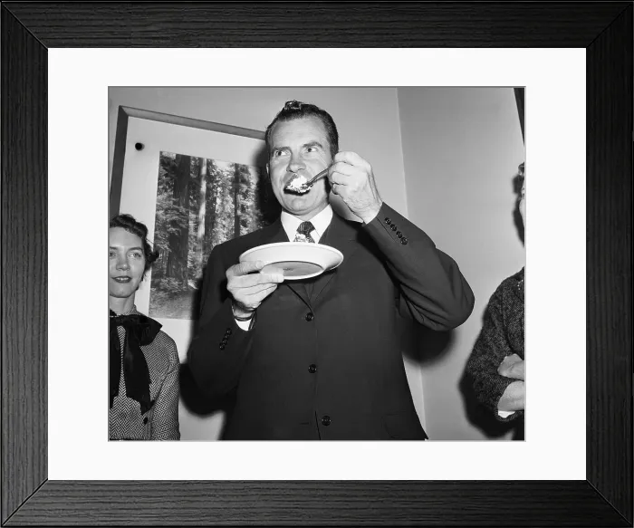 Framed Print : Richard Nixon Eating Birthday Cake Framed Print : Richard Nixon Eating Birthday Cake