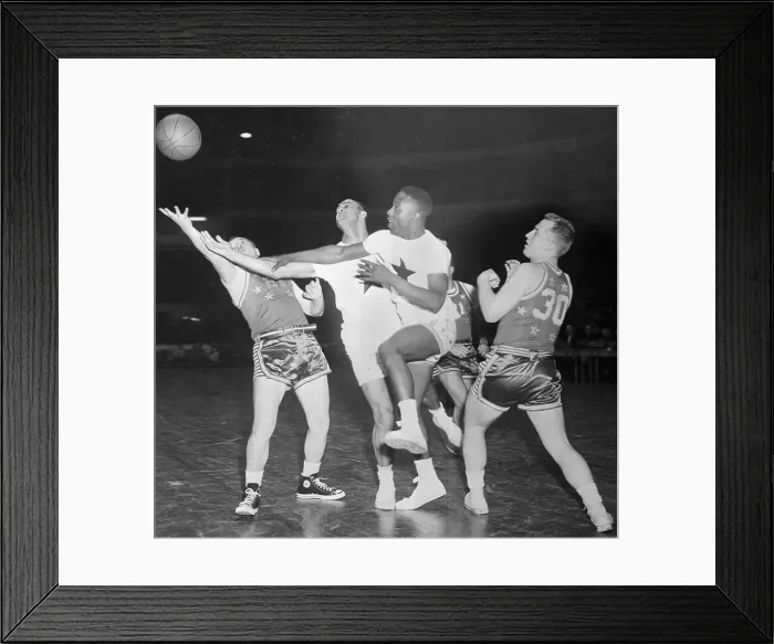 Framed Print : Hank Aaron Playing Basketball