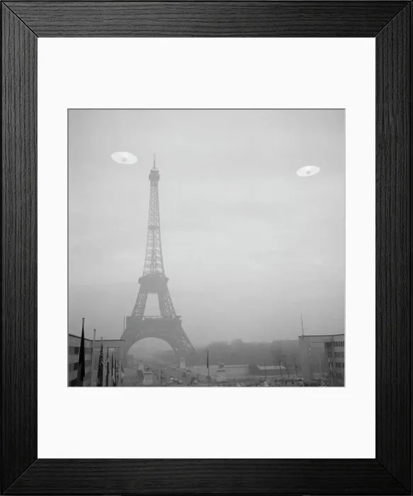 Framed Print : Flying Saucers Over Eiffel Tower Framed Print : Flying Saucers Over Eiffel Tower