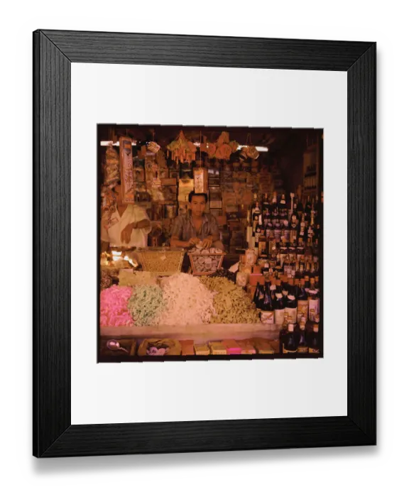 Framed Print : Man Selling Food at Market Framed Print : Man Selling Food at Market
