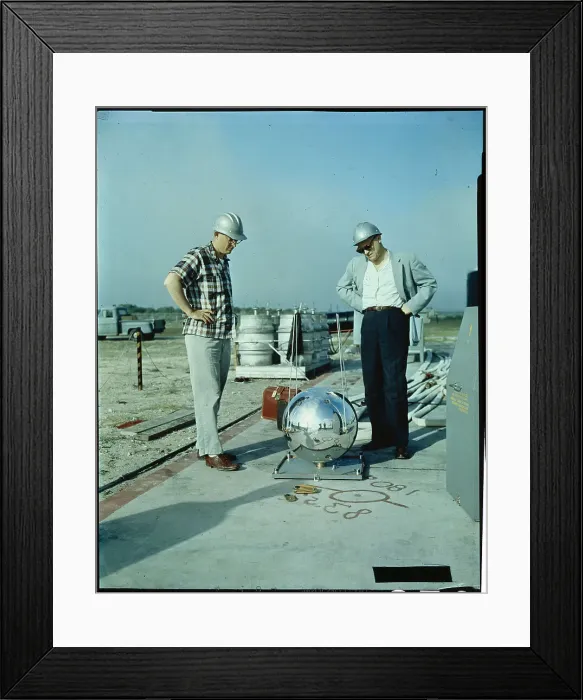 Framed Print : Scientists Working Outdoors on Satellite Framed Print : Scientists Working Outdoors on Satellite