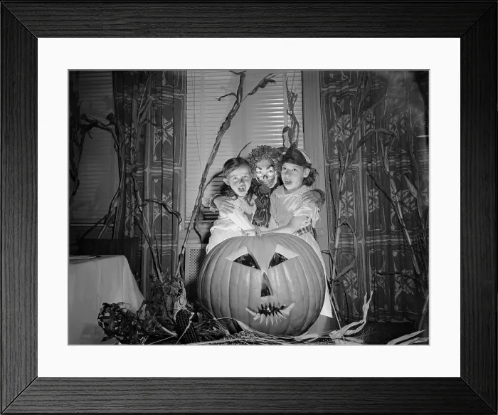 Framed Print : Children with Jack O'Lantern at Party