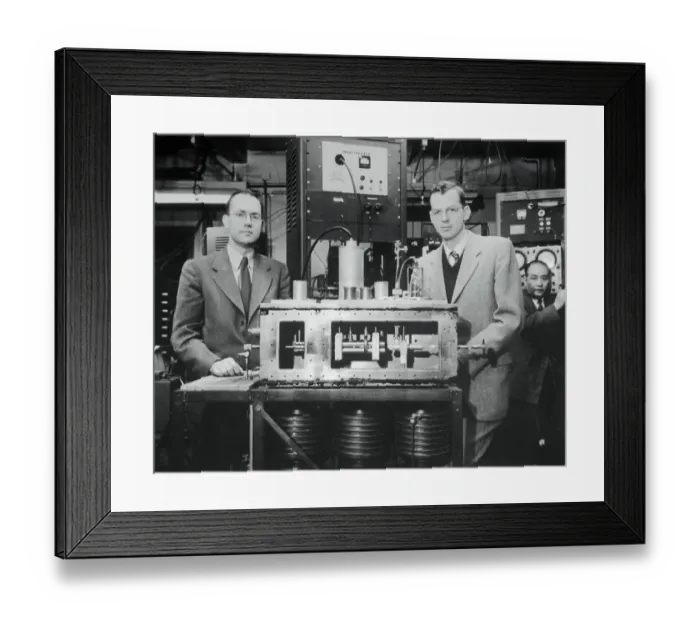 Framed Print : Charles Townes and Associate in Lab Framed Print : Charles Townes and Associate in Lab