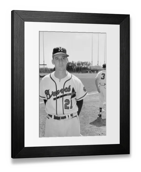 Framed Print : Warren Spahn Posing in Baseball Uniform Framed Print : Warren Spahn Posing in Baseball Uniform