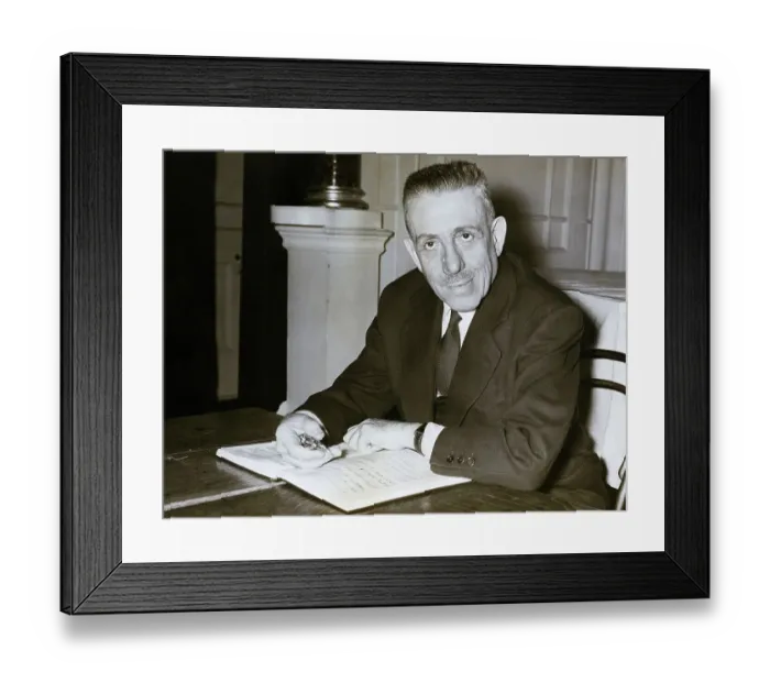 Framed Print : Composer Francis Poulenc Working at a Desk Framed Print : Composer Francis Poulenc Working at a Desk