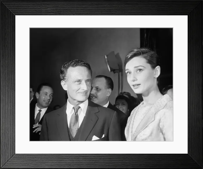 Framed Print : Fred Zinneman With Audrey Hepburn Framed Print : Fred Zinneman With Audrey Hepburn