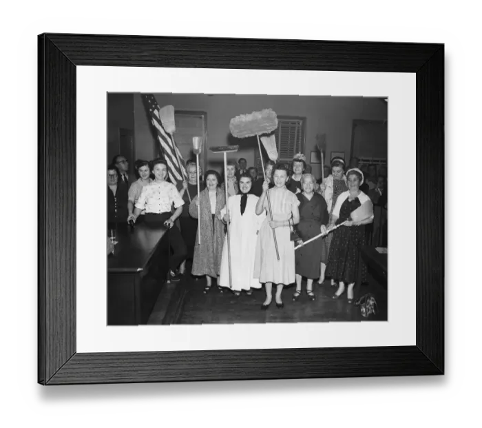 Framed Print : Women Protest W / Brooms @City Hall Framed Print : Women Protest W / Brooms @City Hall