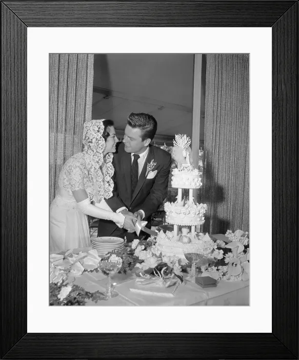 Framed Print : Bob Wagner and Natalie Wood Cutting Cake Framed Print : Bob Wagner and Natalie Wood Cutting Cake