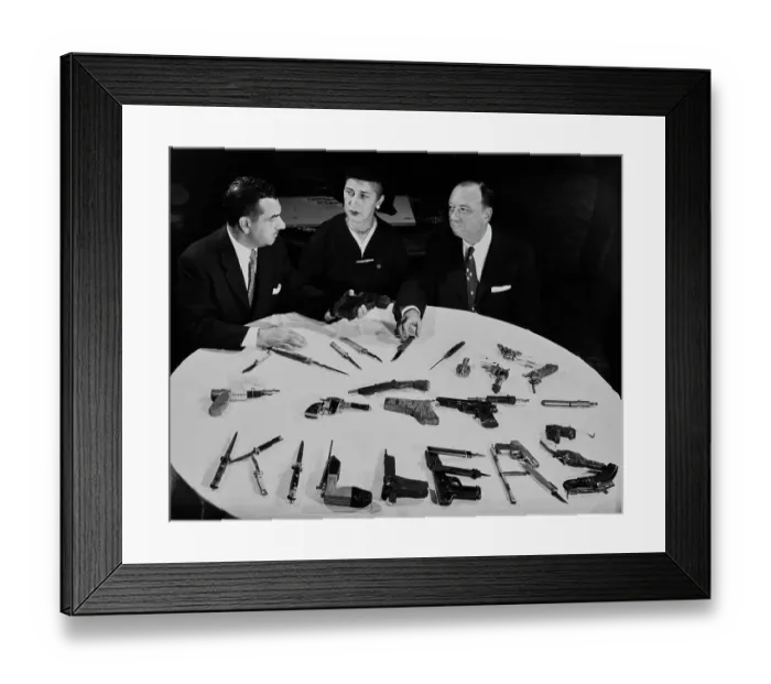 Framed Print : Weapons Spell The Word Killers