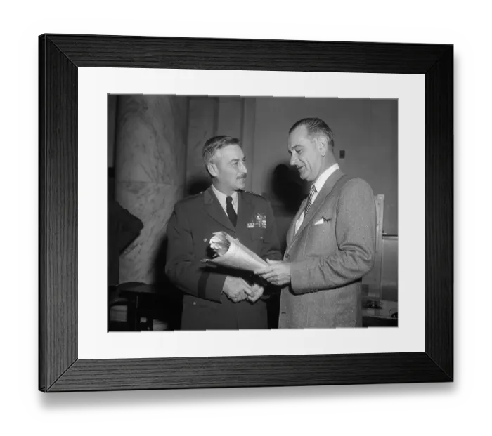 Framed Print : Lyndon Johnson and General John B Med