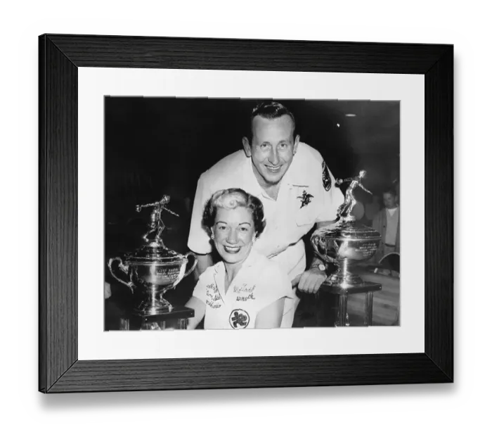 Framed Print : Bowling Tournament Winners Posing with Their Trophies Framed Print : Bowling Tournament Winners Posing with Their Trophies