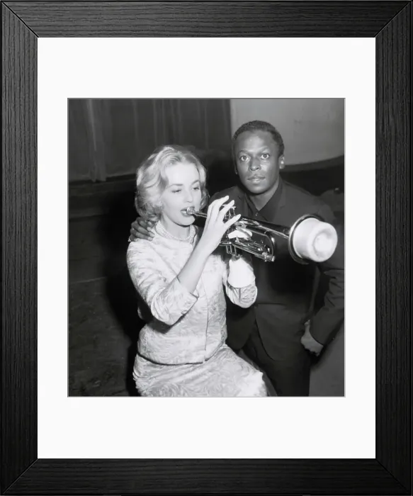 Framed Print : Jeanne Moreau With Trumpeter Miles Davis Framed Print : Jeanne Moreau With Trumpeter Miles Davis
