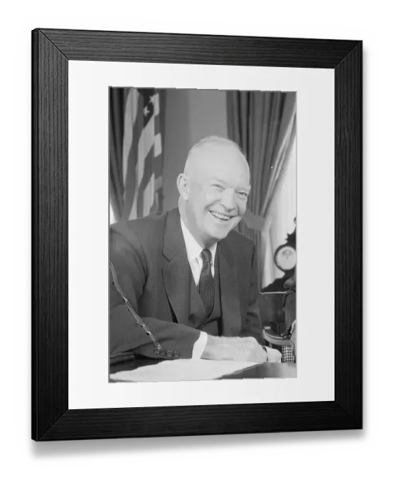 Framed Print : President Eisenhower at Desk Smiling Framed Print : President Eisenhower at Desk Smiling