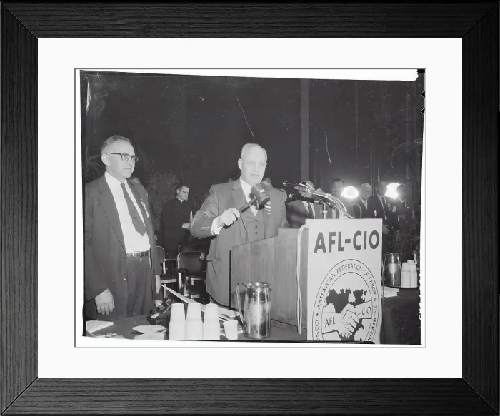 Framed Print : Close Up of George Meany Speaking at AFL-CIO Convention Framed Print : Close Up of George Meany Speaking at AFL-CIO Convention