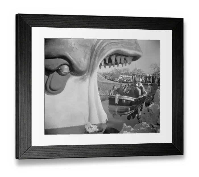 Framed Print : King of Morocco Riding in Disneyland Boat with Walt Disney Framed Print : King of Morocco Riding in Disneyland Boat with Walt Disney
