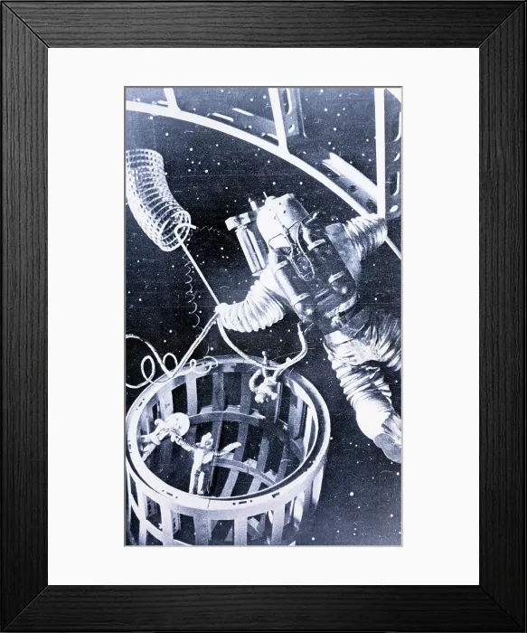 Framed Print : Men in Space Suits in Russian Movie