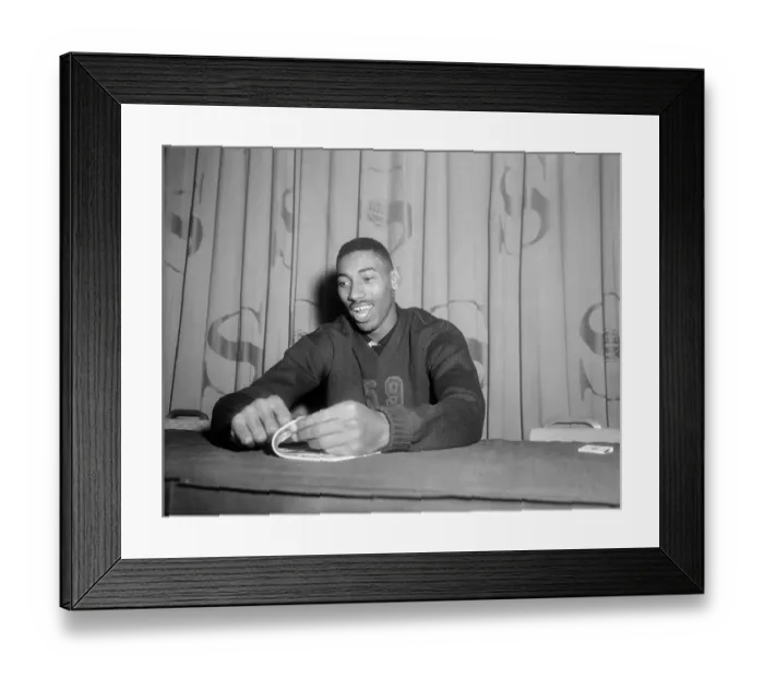Framed Print : Wilt Chamberlain Seated at Table Framed Print : Wilt Chamberlain Seated at Table