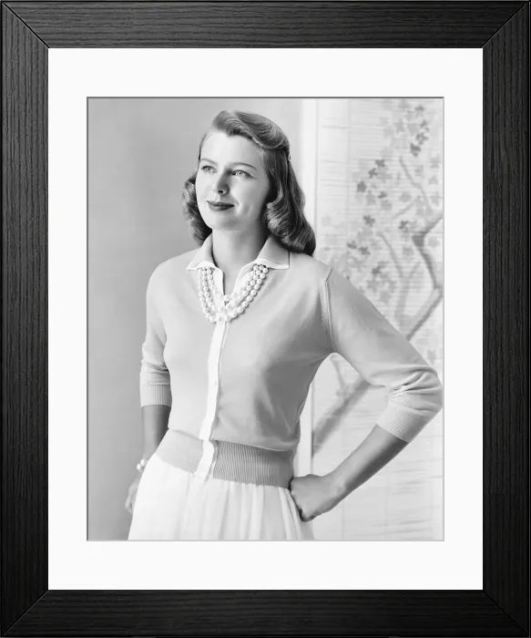 Framed Print : Miss America Marian McKnight Modeling Cardigan