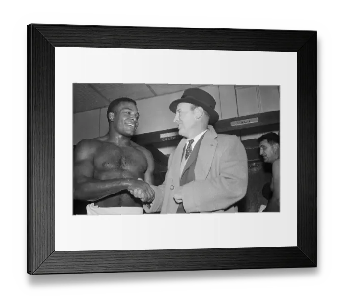 Framed Print : Shirtless Jim Brown Shakes Coach's Hand Framed Print : Shirtless Jim Brown Shakes Coach's Hand