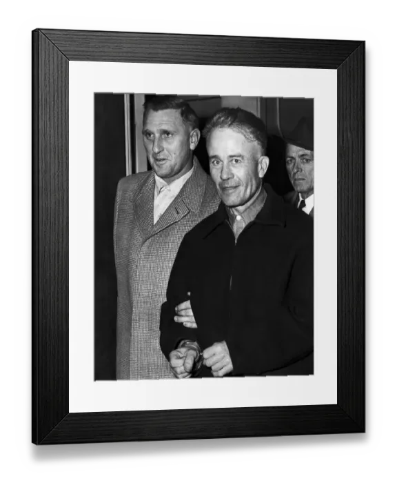 Framed Print : Serial Killer Ed Gein in Handcuffs Framed Print : Serial Killer Ed Gein in Handcuffs