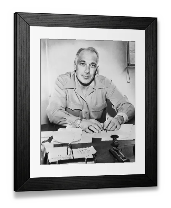 Framed Print : Man Sitting at His Desk Framed Print : Man Sitting at His Desk