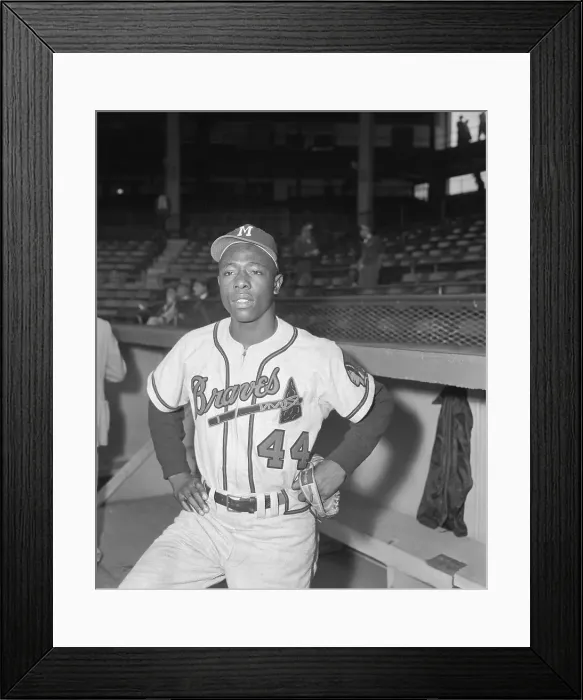 Framed Print : Baseball Player Hank Aaron Standing in Dugout Framed Print : Baseball Player Hank Aaron Standing in Dugout