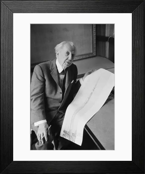 Framed Print : Architect Frank Lloyd Wright with Sketch Framed Print : Architect Frank Lloyd Wright with Sketch