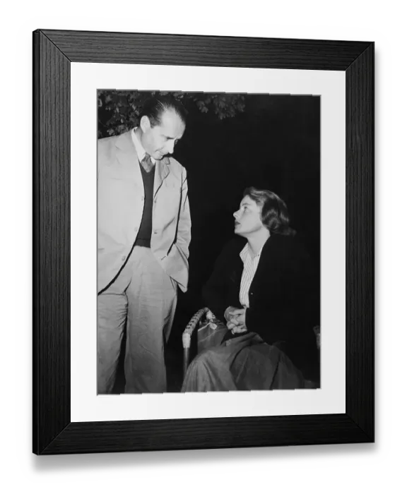 Framed Print : Actress Ingrid Bergman Conversing with Roberto Rossellini
