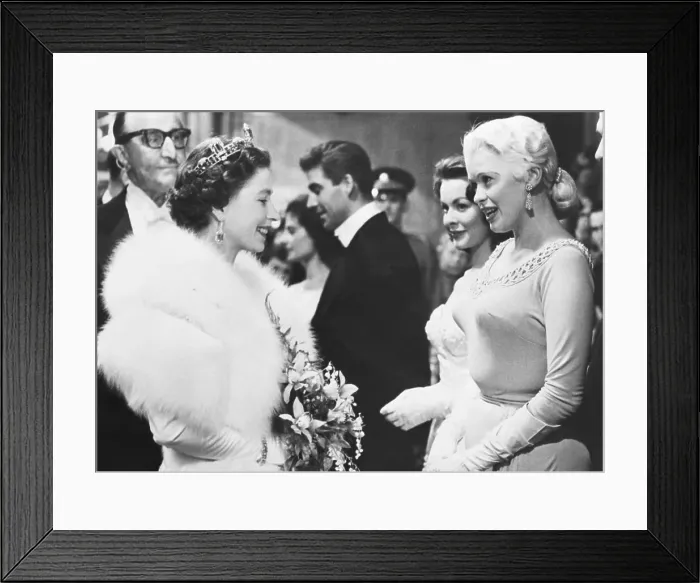Framed Print : Jayne Mansfield Meeting Queen Elizabeth II Framed Print : Jayne Mansfield Meeting Queen Elizabeth II