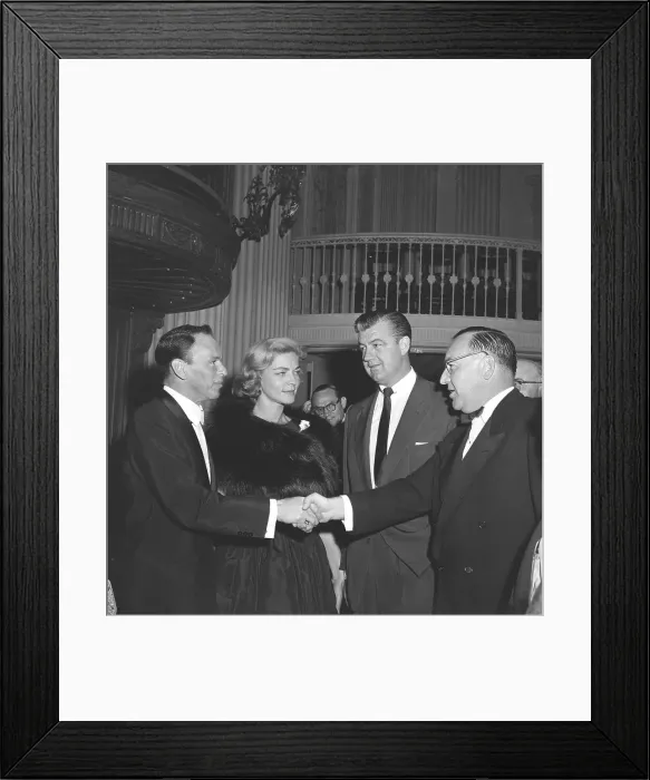 Framed Print : Frank Sinatra Shaking Hands with Edmund Brown Framed Print : Frank Sinatra Shaking Hands with Edmund Brown