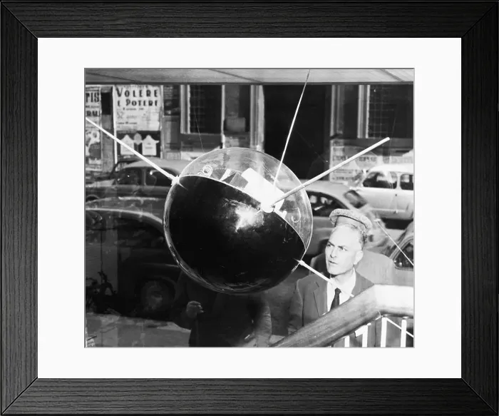 Framed Print : Model of Sputnik in Store Window Framed Print : Model of Sputnik in Store Window