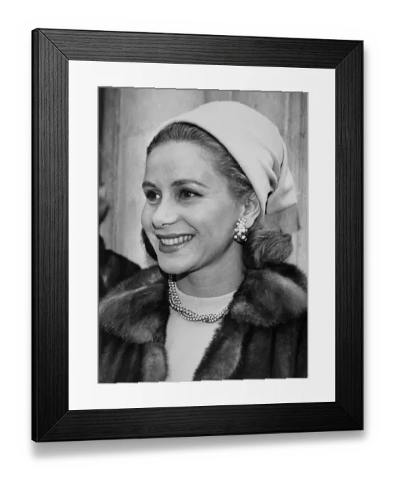 Framed Print : Athina Onassis Smiling in Fur Coat Framed Print : Athina Onassis Smiling in Fur Coat