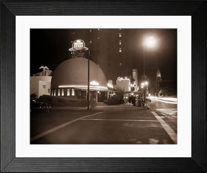Framed Print : Night View of The Brown Derby Framed Print : Night View of The Brown Derby